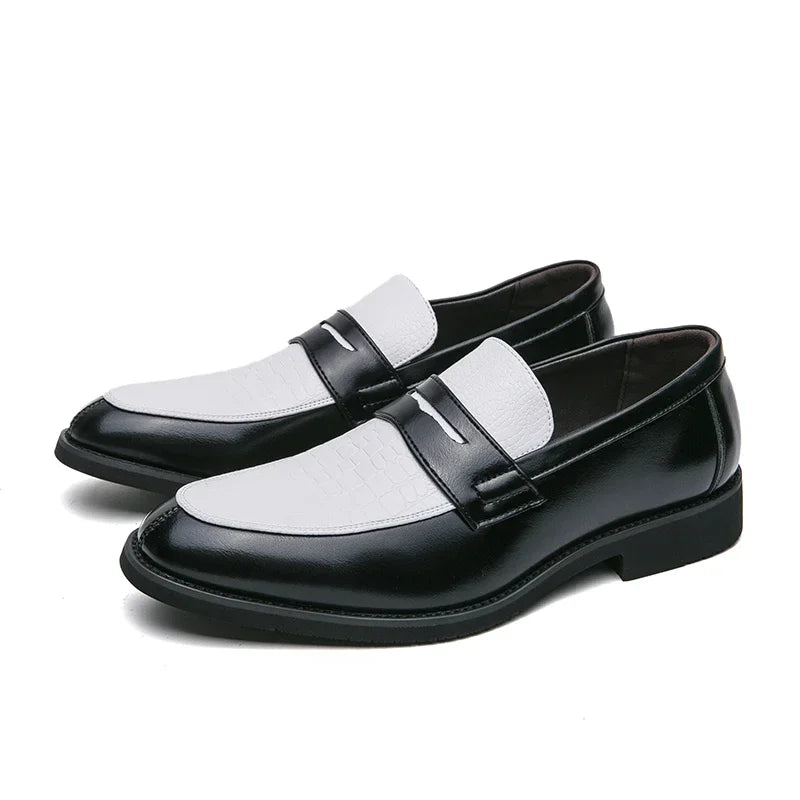 Mocasines penny de PU con textura tipo cocodrilo