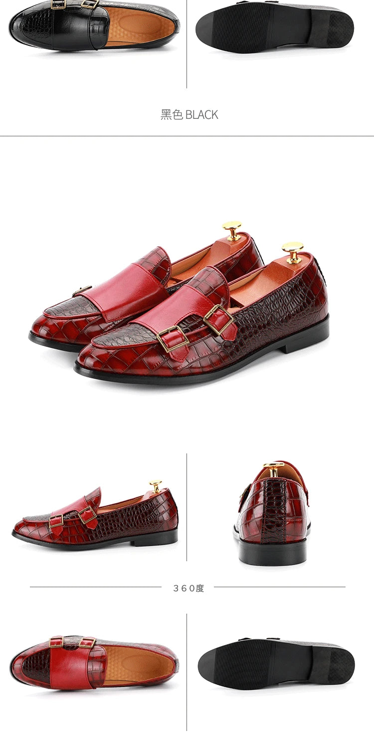 Zapatos de vestir de hombre con doble hebilla y punta fina