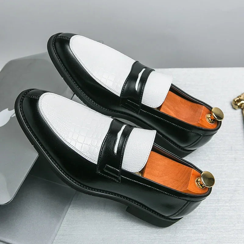 Mocasines penny de PU con textura tipo cocodrilo