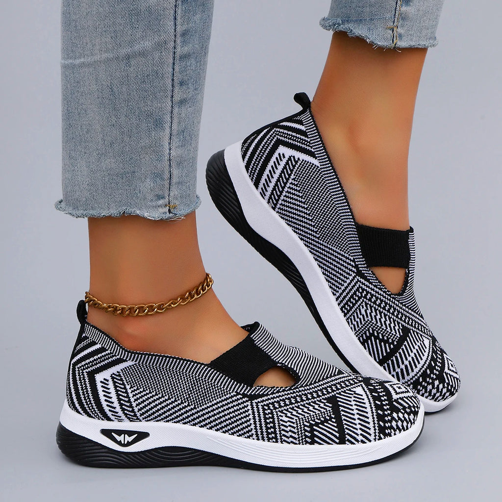Zapatillas sin cordones de algodón con diseño a rayas