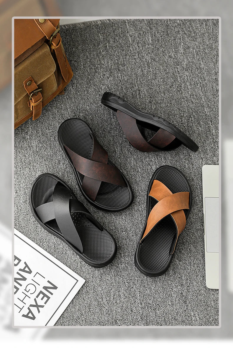 Sandalias de tiras para hombre con suela de goma