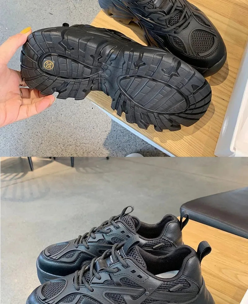 Zapatillas de mujer con plataforma y capellada de malla