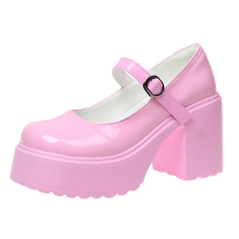 Zapatos Mary Jane con plataforma y taco cuadrado de 10 cm