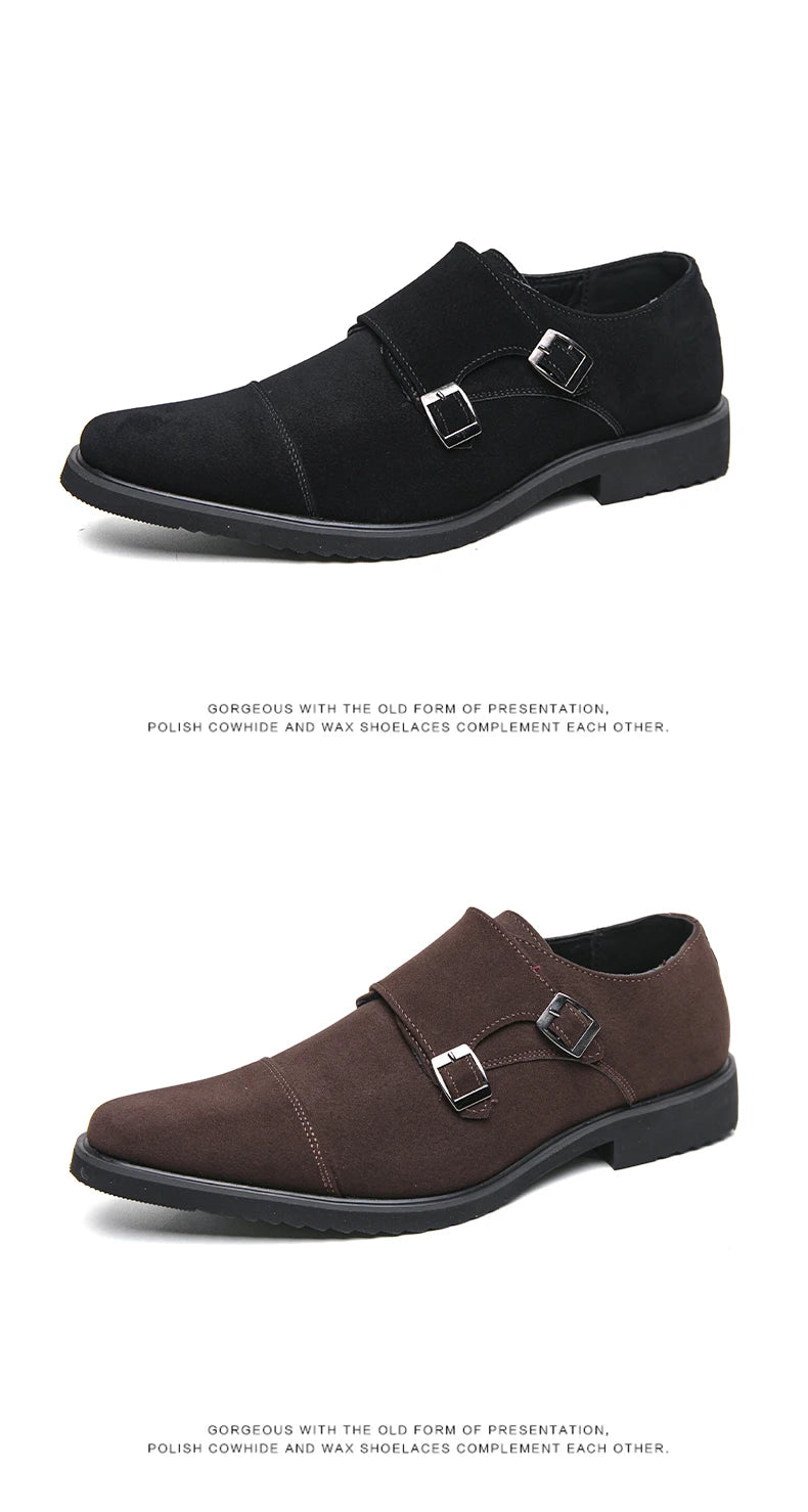 Zapatos monk de doble hebilla con punta cuadrada