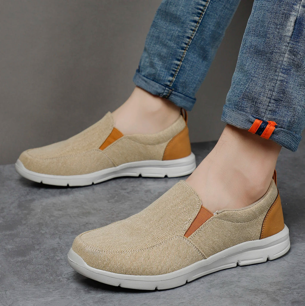 Zapatillas de lona para hombre sin cordones y punta redonda