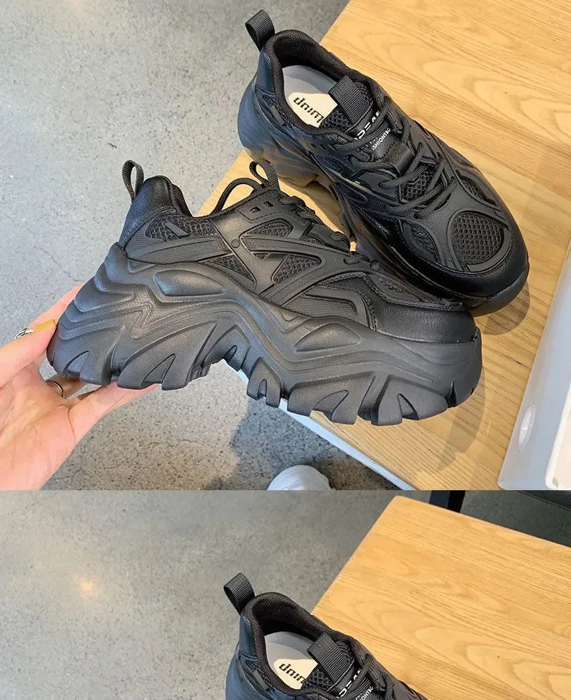 Zapatillas de mujer con plataforma y capellada de malla