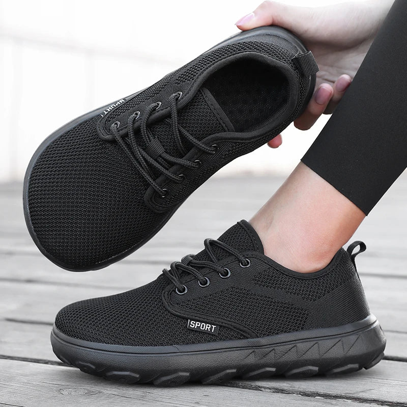 Zapatillas tejidas de puntera amplia con ajuste acordonado