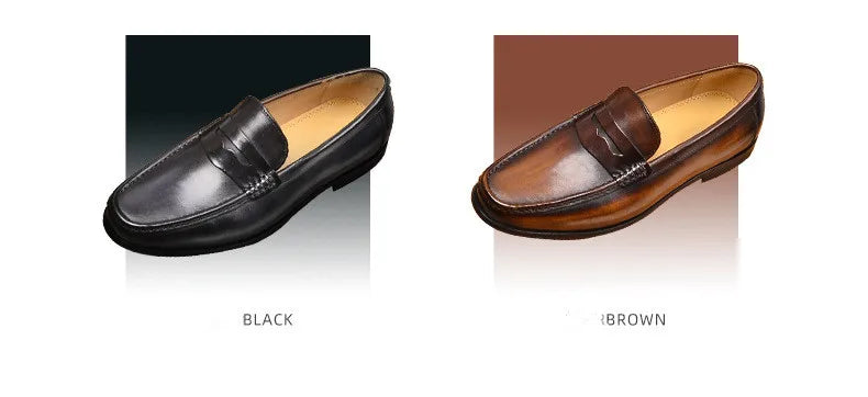 Mocasines penny de cuero con forro de gamuza