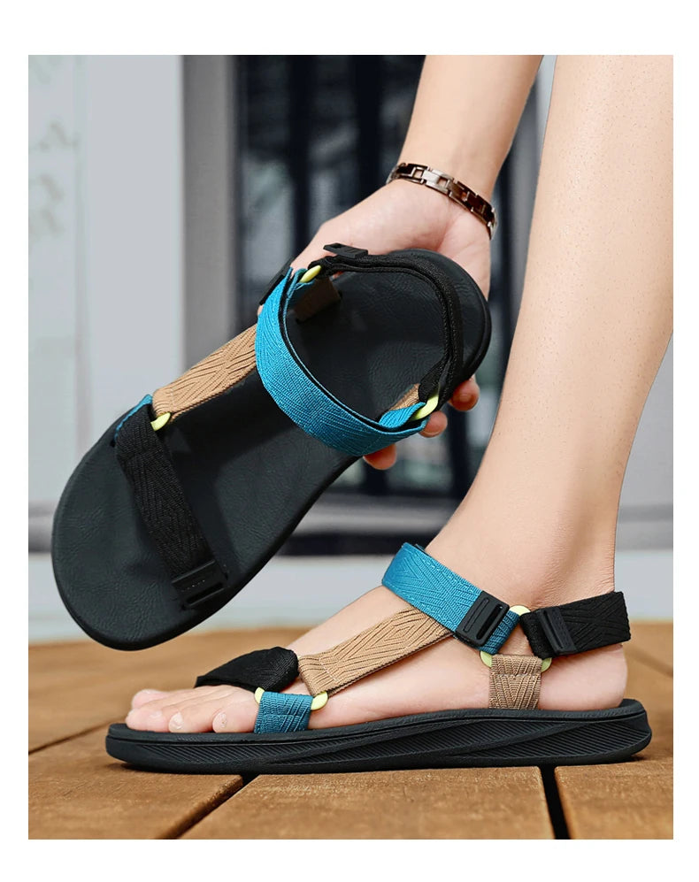 Sandalias de lona para hombre con ajuste de abrojo