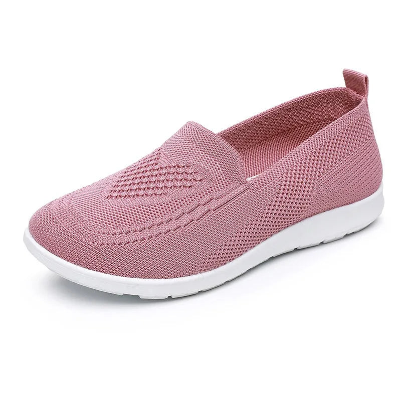 Zapatillas de mujer de malla con construcción cosida