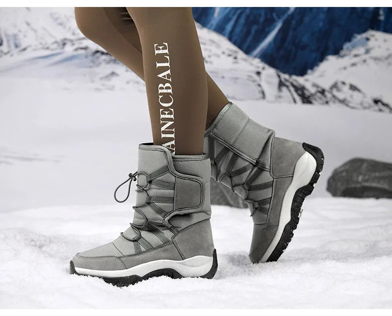 Botas de invierno de tejido elástico con interior de peluche