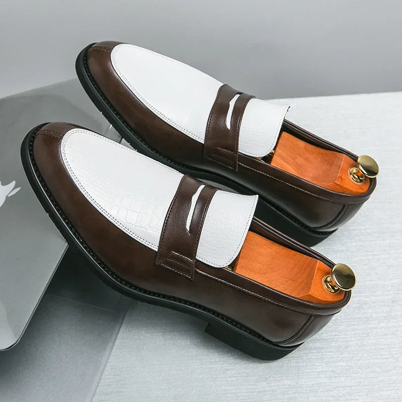 Mocasines penny de PU con textura tipo cocodrilo