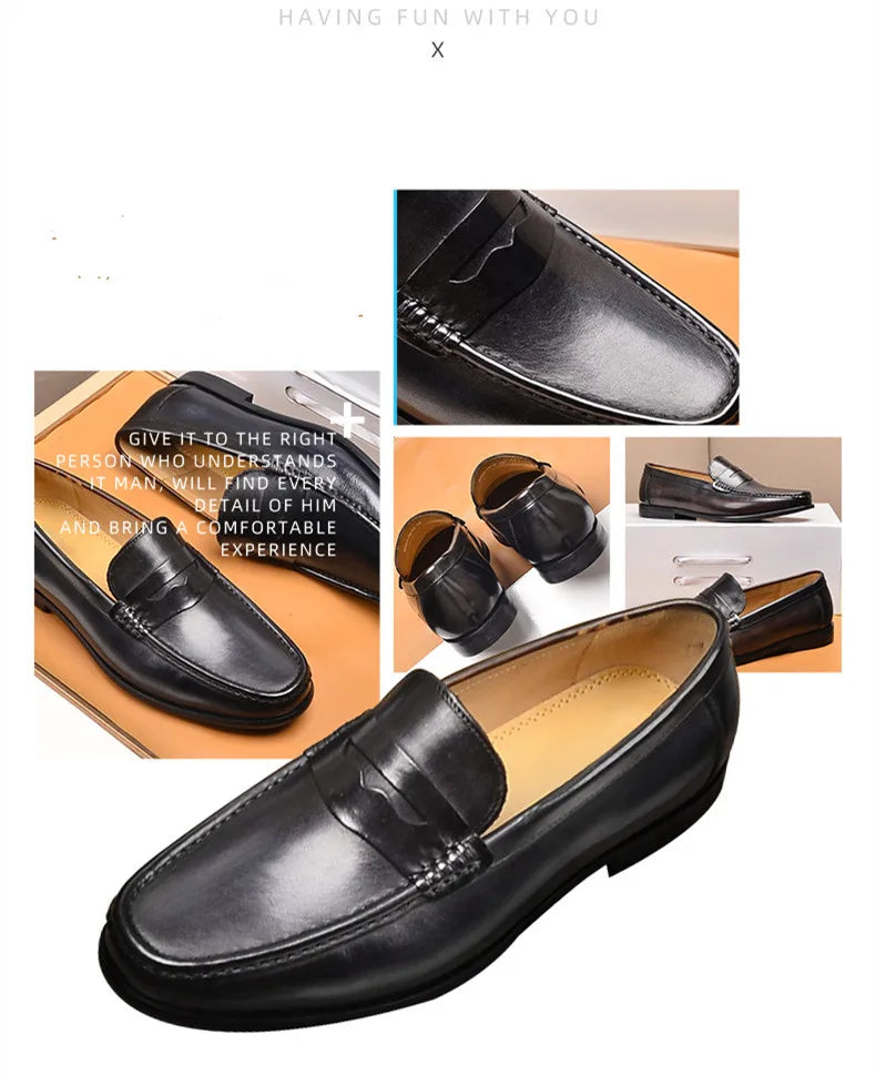 Mocasines penny de cuero con forro de gamuza