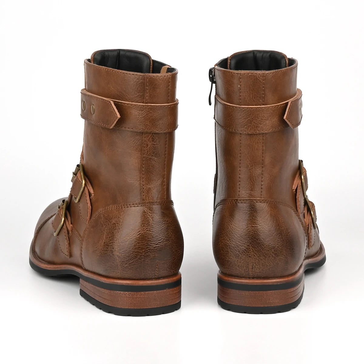Botas de hombre con cierre lateral y hebilla de estilo retro