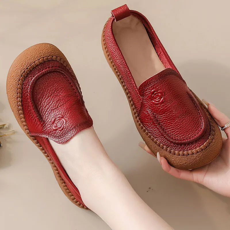 Zapatos acordonados de mujer en cuero de estilo retro
