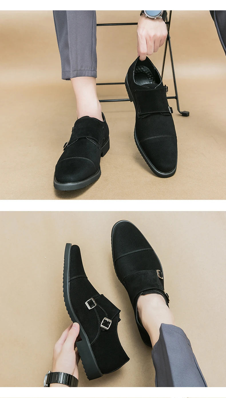 Zapatos monk de doble hebilla con punta cuadrada