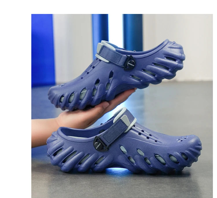 Zuecos de hombre de EVA con diseño calado y base elevada