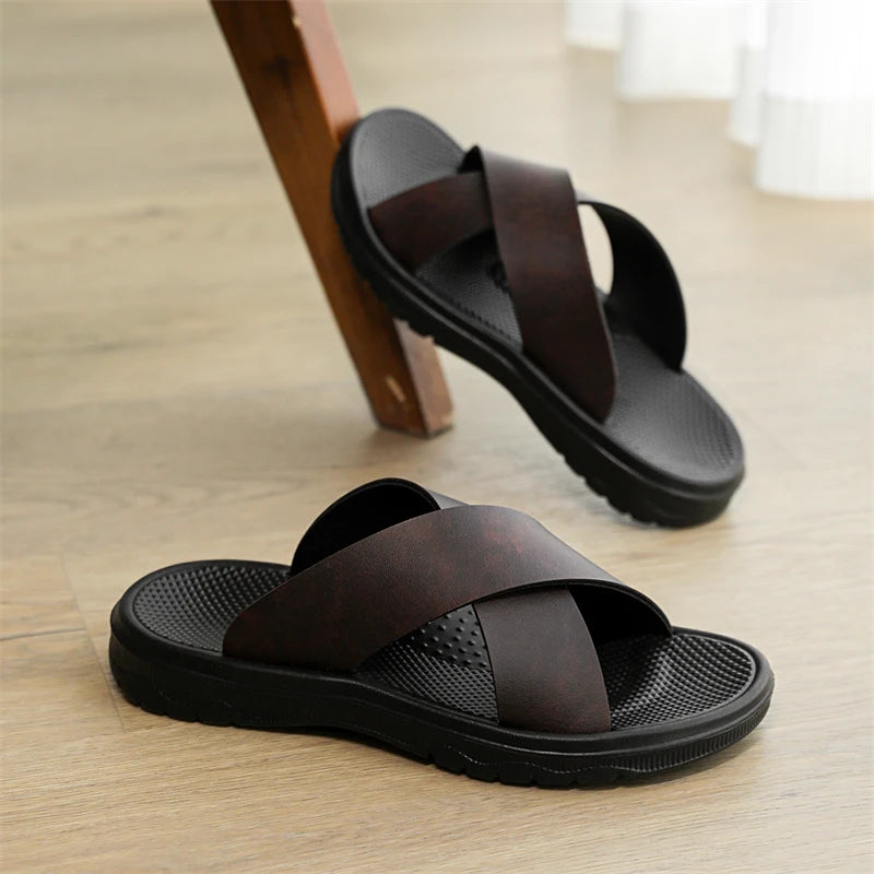 Sandalias de tiras para hombre con suela de goma