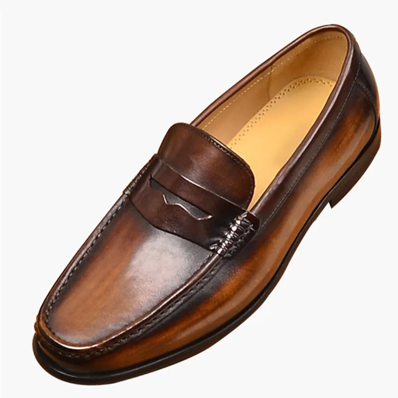 Mocasines penny de cuero con forro de gamuza