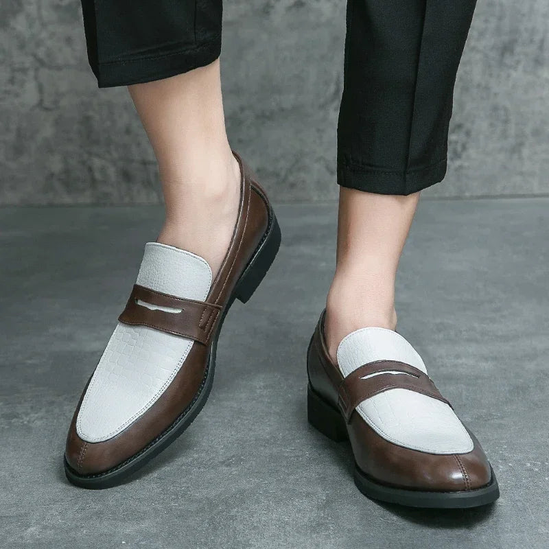 Mocasines penny de PU con textura tipo cocodrilo