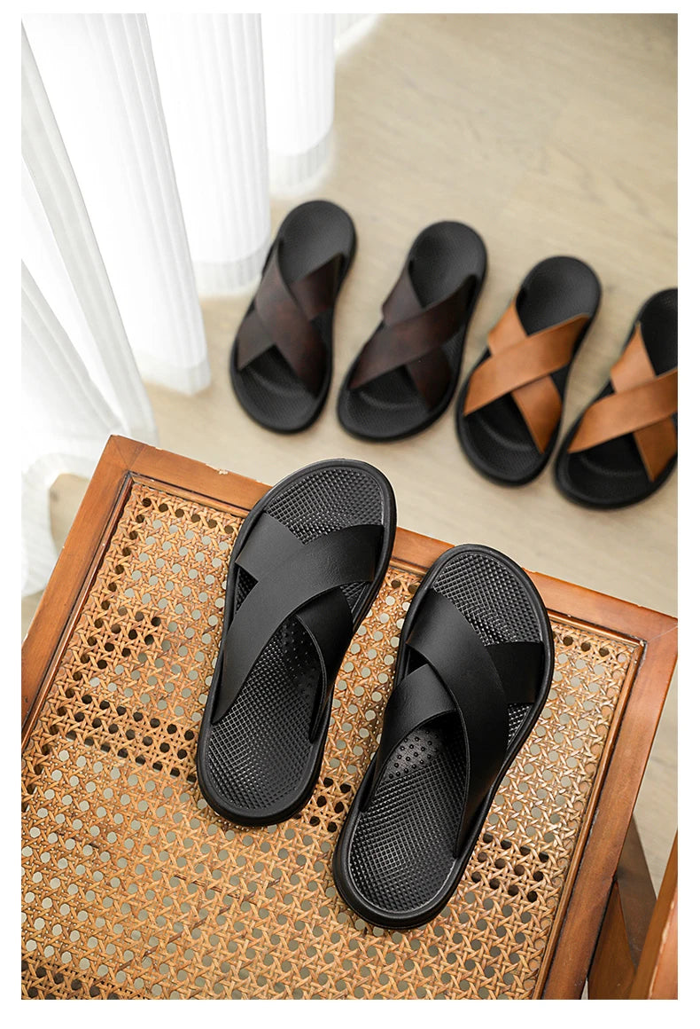 Sandalias de tiras para hombre con suela de goma