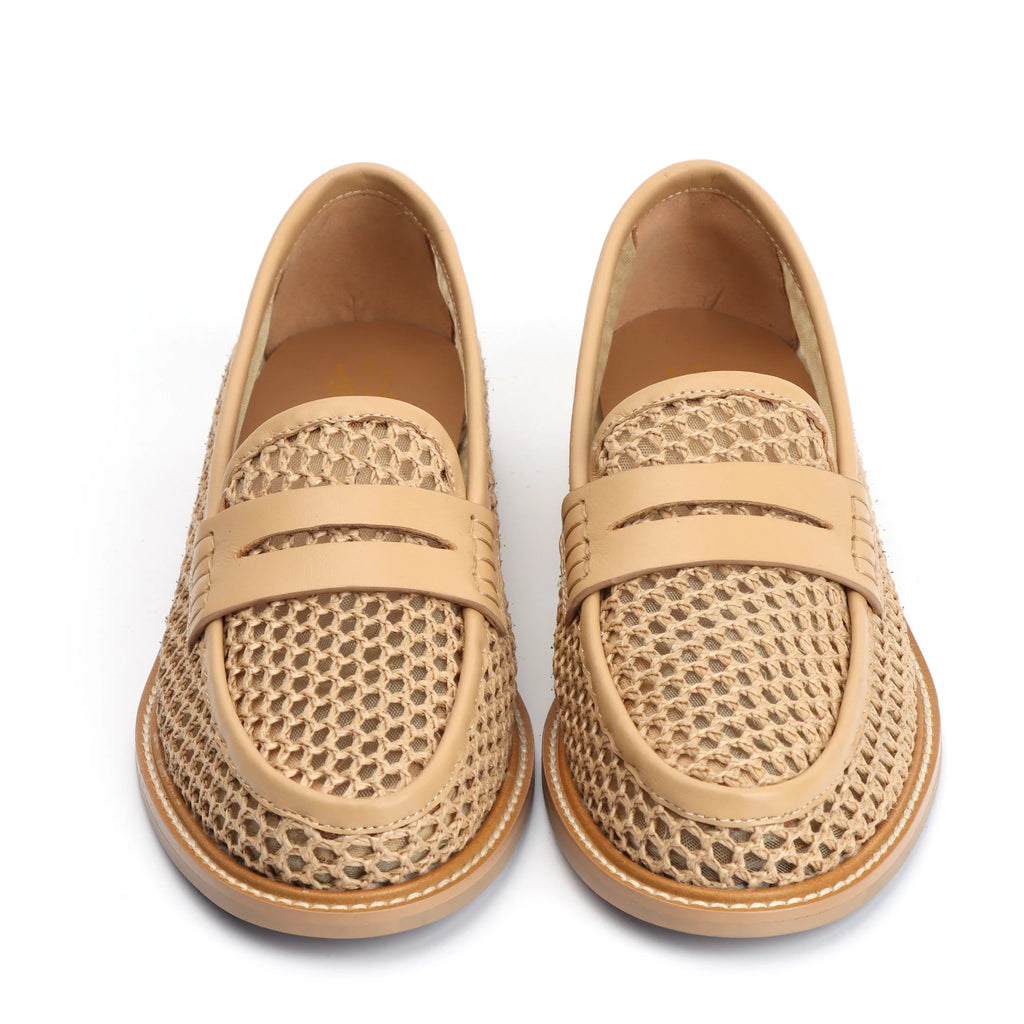 Mocasines de mujer de malla con plantilla de cuero