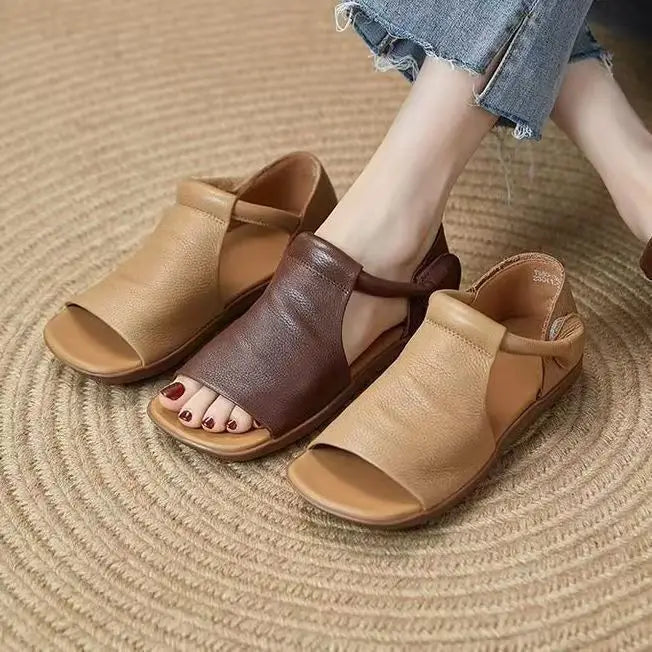 Sandalias de mujer con abrojo, tira en T y punta abierta
