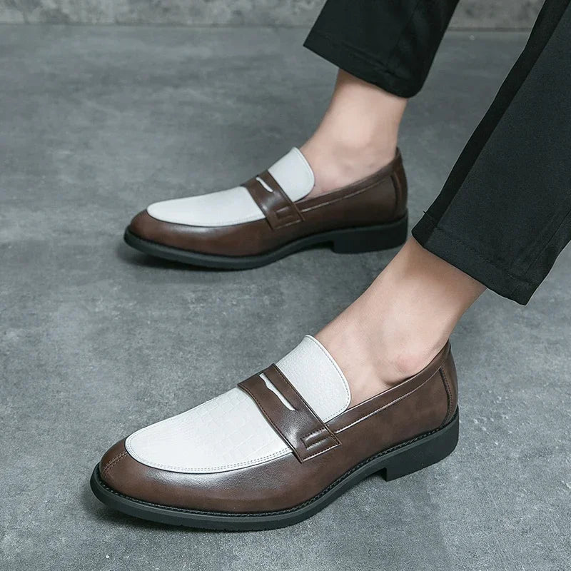 Mocasines penny de PU con textura tipo cocodrilo