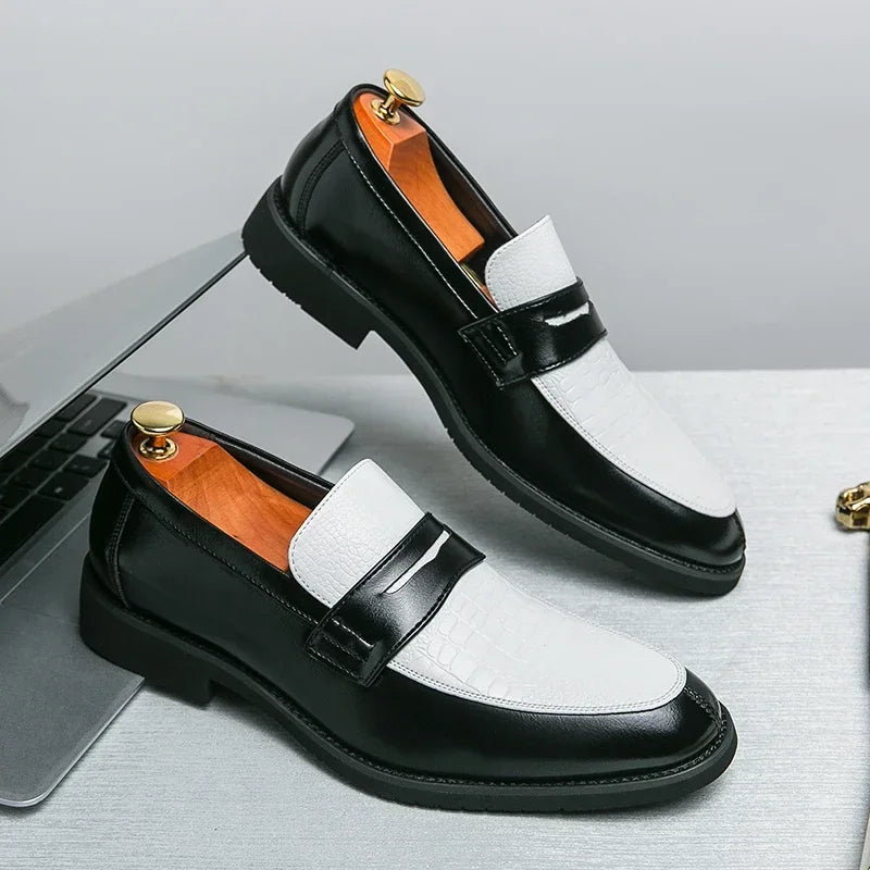 Mocasines penny de PU con textura tipo cocodrilo