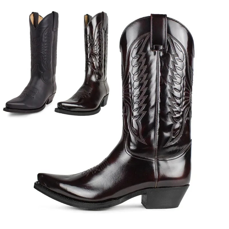 Botas texanas de punta afinada con detalles bordados