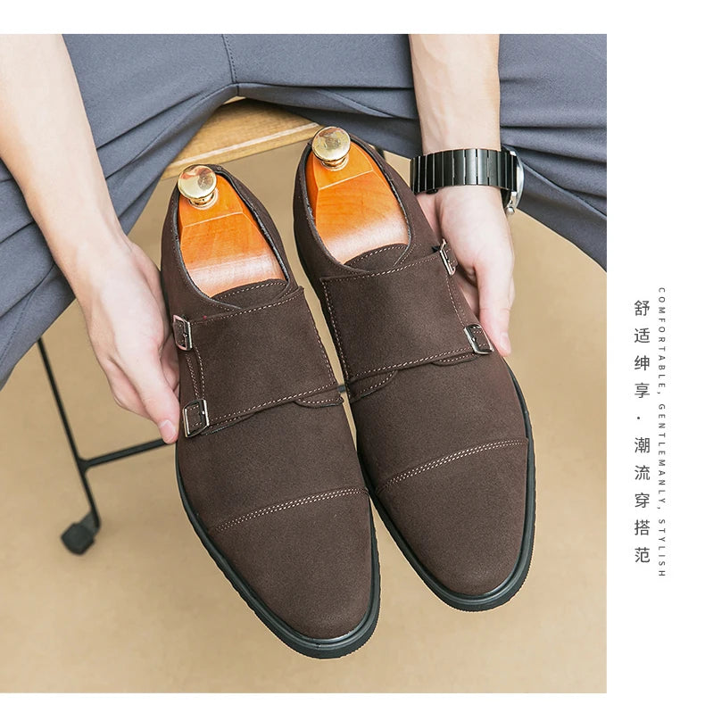 Zapatos monk de doble hebilla con punta cuadrada