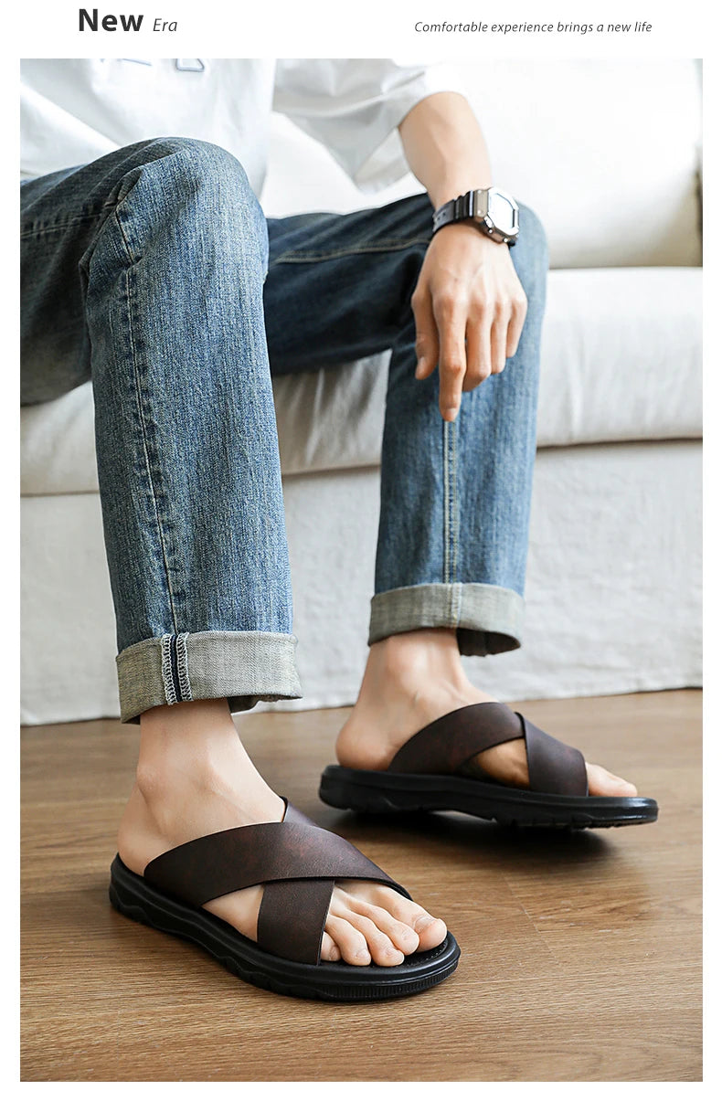 Sandalias de tiras para hombre con suela de goma