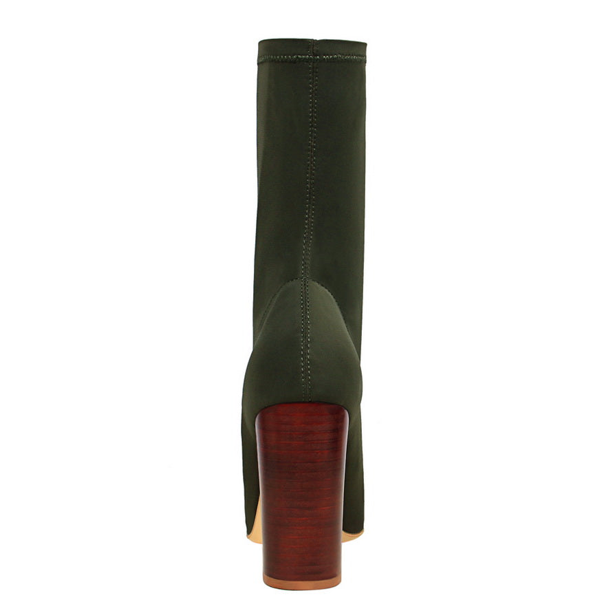 Botas tipo media de seda con taco bloque de 10 cm