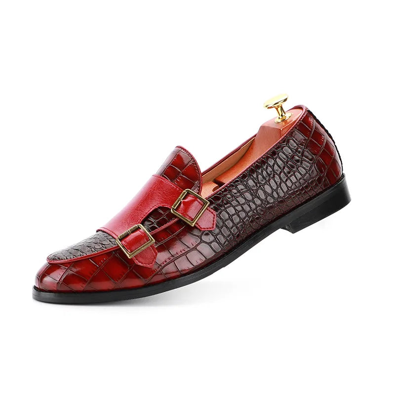 Zapatos de vestir de hombre con doble hebilla y punta fina