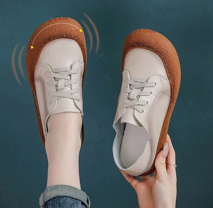 Zapatos acordonados de mujer en cuero de estilo retro