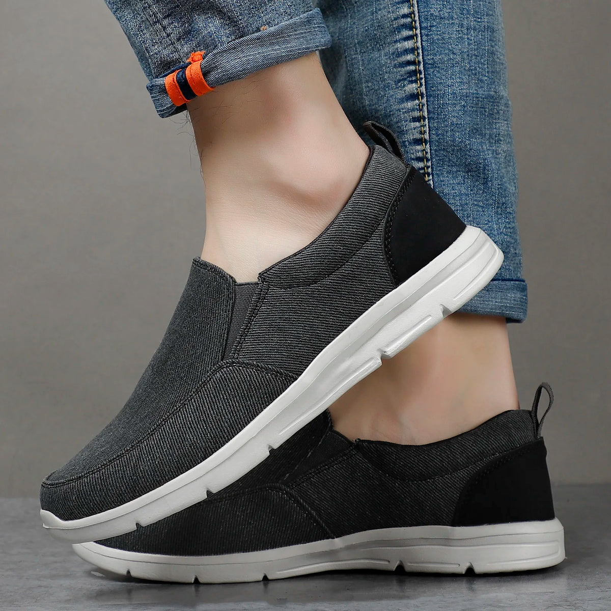 Zapatillas de lona para hombre sin cordones y punta redonda