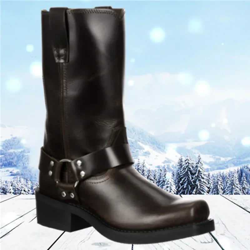 Botas texanas de PU con cierre y punta fina