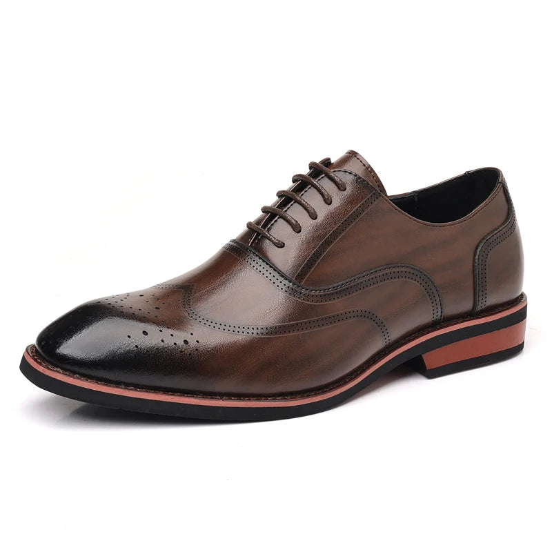 Zapatos Derby de PU con picado brogue