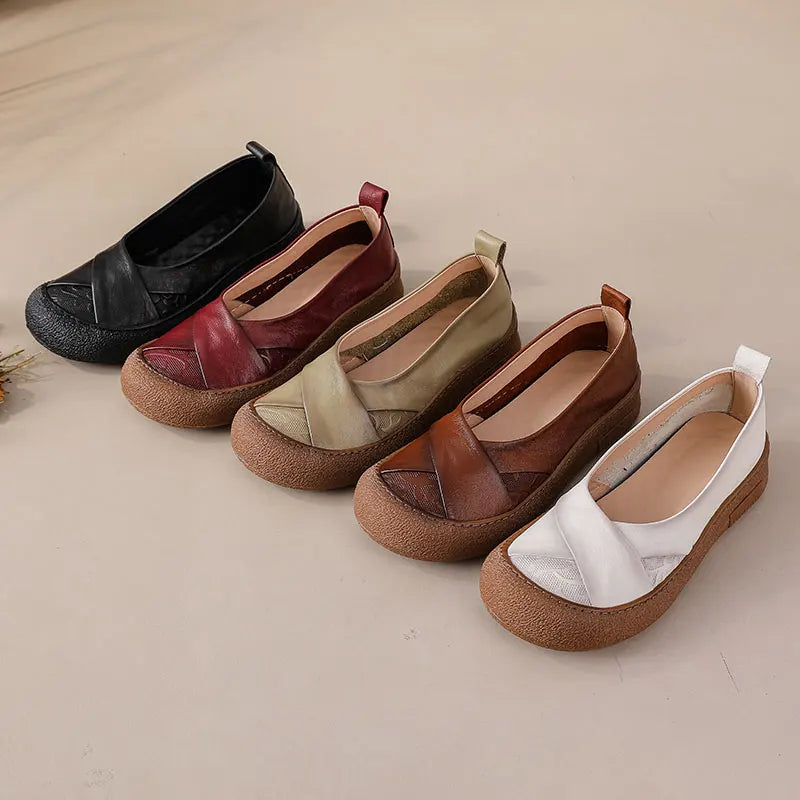 Zapatos acordonados de mujer en cuero de estilo retro