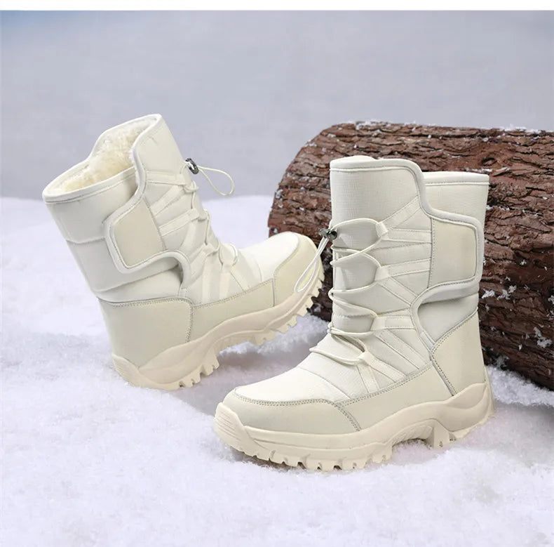 Botas de invierno de tejido elástico con interior de peluche
