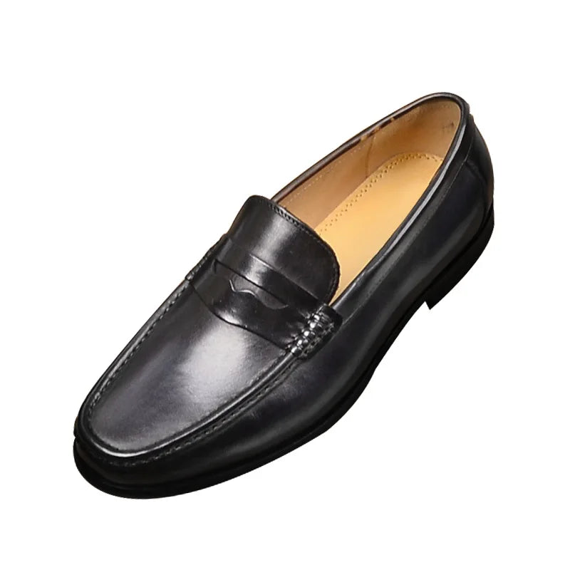 Mocasines penny de cuero con forro de gamuza
