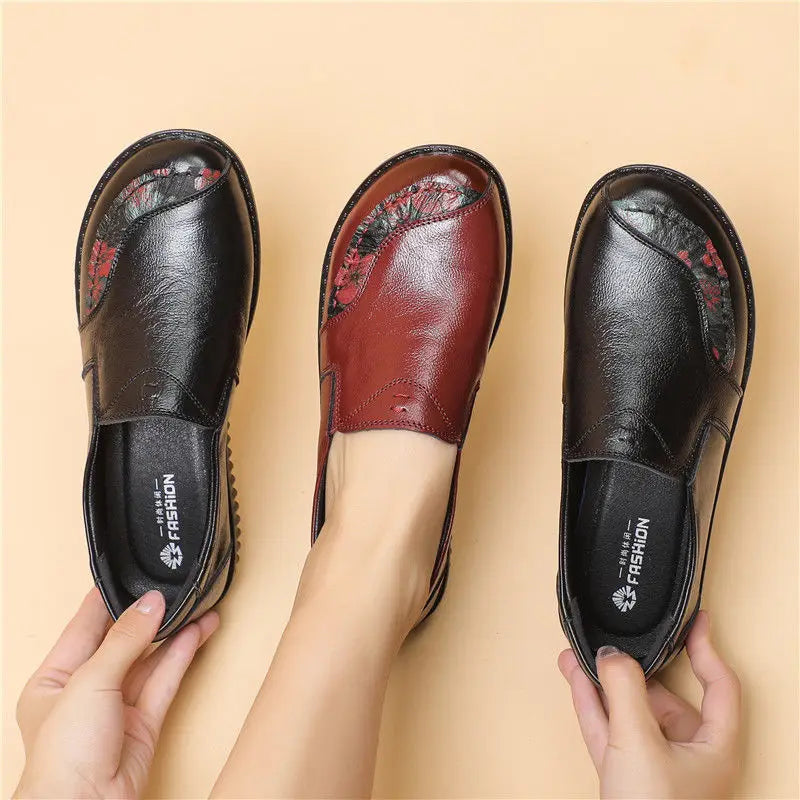Zapatos acordonados de mujer en cuero de estilo retro