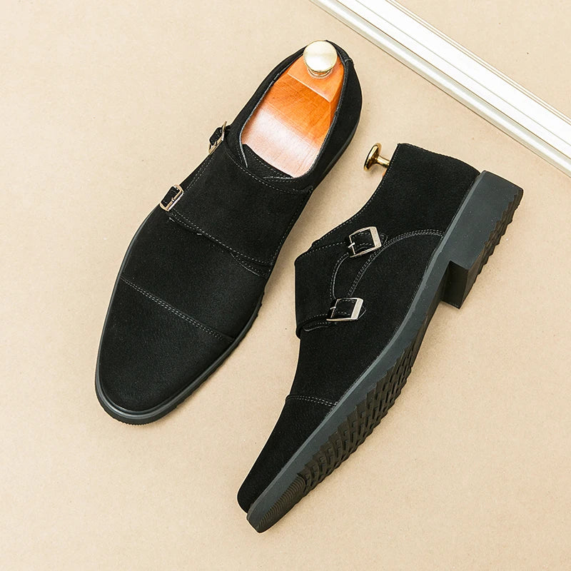 Zapatos monk de doble hebilla con punta cuadrada