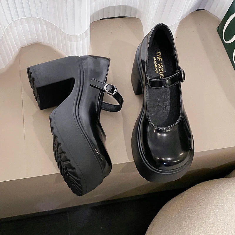 Zapatos Mary Jane con plataforma y taco cuadrado de 10 cm