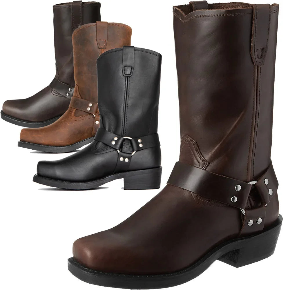 Botas texanas de PU con cierre y punta fina