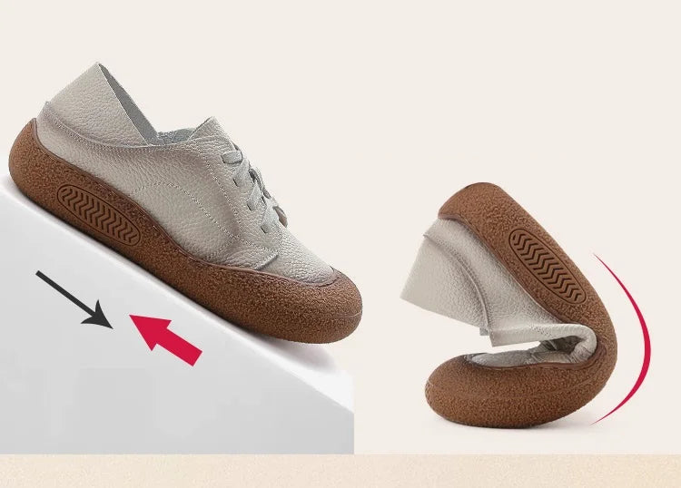 Zapatos acordonados de mujer en cuero de estilo retro