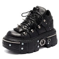 Botinetas punk acordonadas con plataforma y apliques