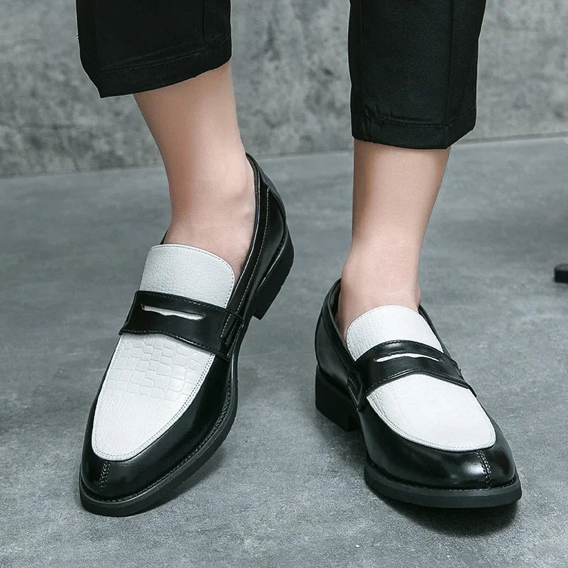 Mocasines penny de PU con textura tipo cocodrilo