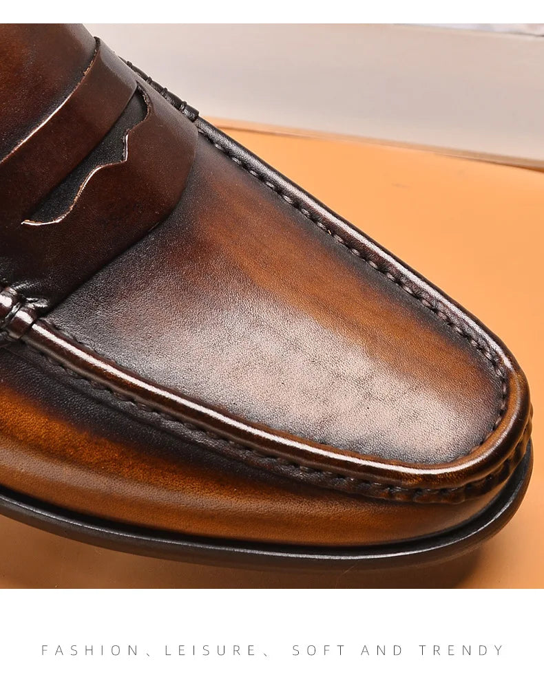 Mocasines penny de cuero con forro de gamuza