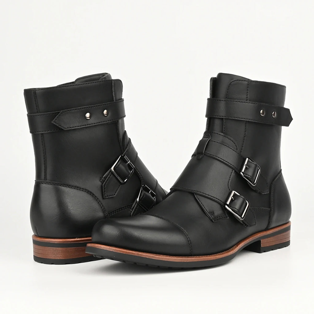 Botas de hombre con cierre lateral y hebilla de estilo retro